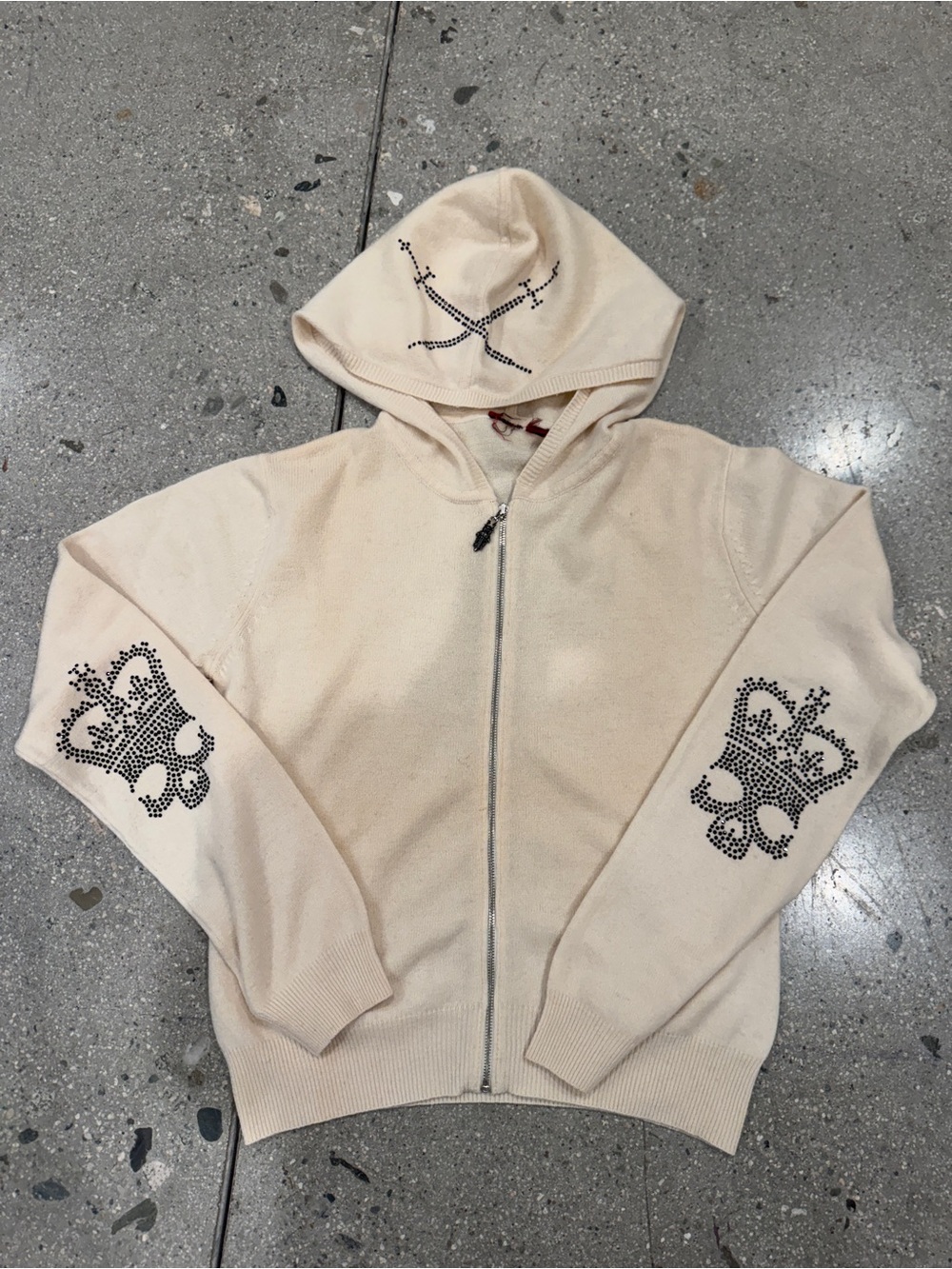 Vintage Y2K A&G Amal Guessous Hoodie Cashmere Cardigan Women’s Off White